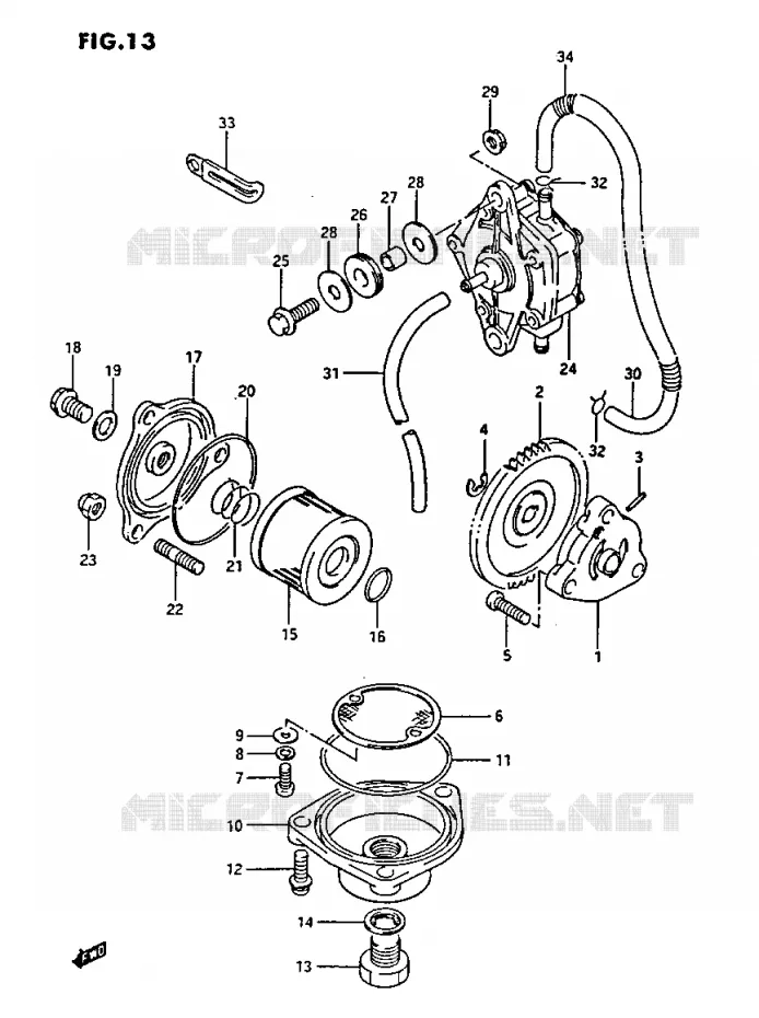 POMPE A HUILE - POMPE A ESSENCE Suzuki QUAD 230 OZARK 1986  LTF230G(E3)