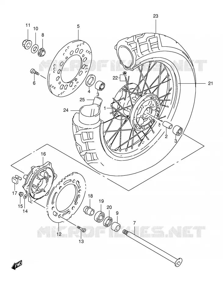 ROUE ARRIERE Suzuki MOTO 650 FREEWIND 1997  XF650V(E2)