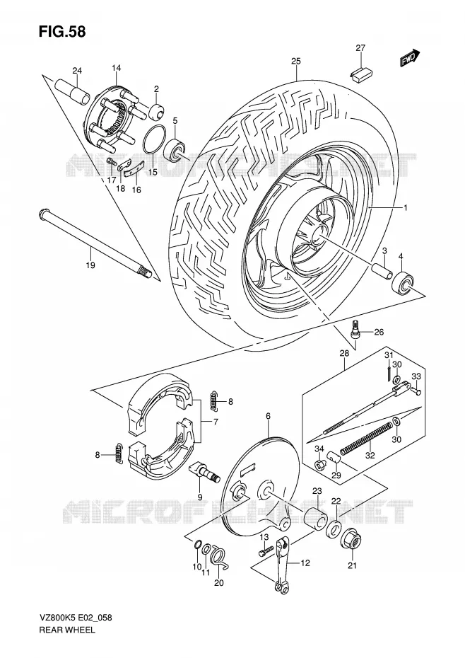 ROUE ARRIERE Suzuki MOTO 800 MARAUDER 2008  VZ800K8(E2)
