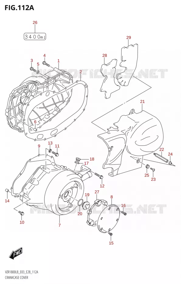 COUVERCLES DE CARTERS (VZR1800:L8:E28) Suzuki MOTO 1800 BOULEVARD 2018  VZR1800 2018 L8 (E28)