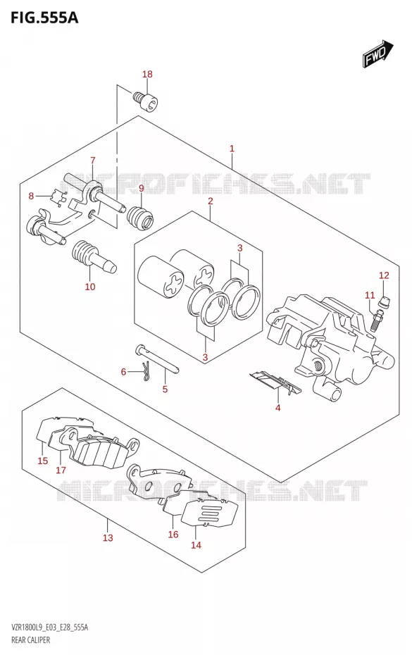 ETRIER DE FREIN ARRIERE Suzuki MOTO 1800 BOULEVARD 2019  VZR1800 2019 L9 (E28)