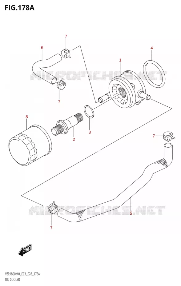 RADIATEUR D'HUILE Suzuki MOTO 1800 BOULEVARD 2020  VZR1800 M0 /​ VZR1800BZ M0 (E03,E28,E33)