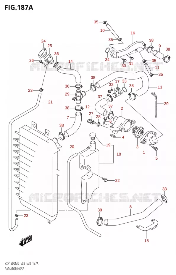 DURITE DE RADIATEUR Suzuki MOTO 1800 BOULEVARD 2020  VZR1800 M0 /​ VZR1800BZ M0 (E03,E28,E33)