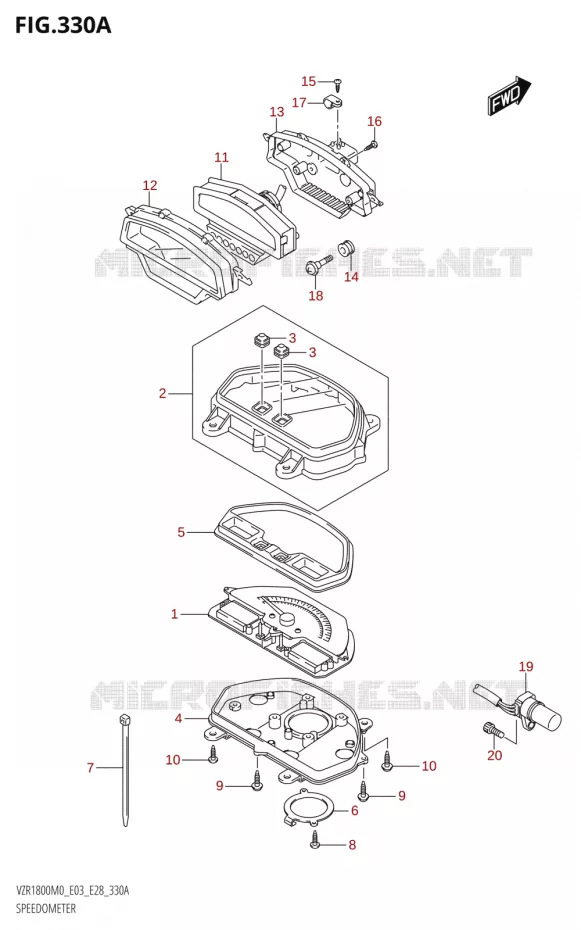 COMPTEUR (E28) Suzuki MOTO 1800 BOULEVARD 2020  VZR1800 M0 /​ VZR1800BZ M0 (E03,E28,E33)