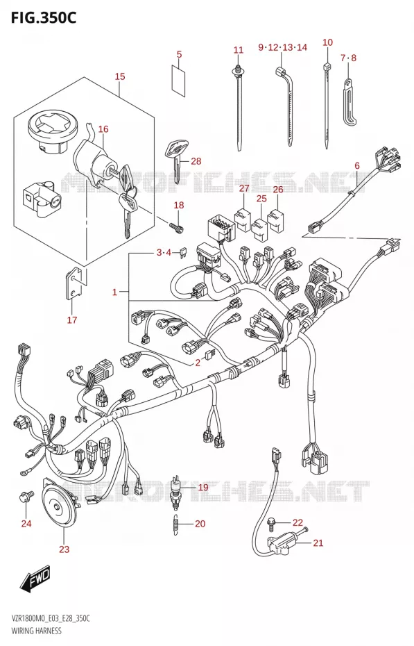 FAISCEAU ELECTRIQUE (VZR1800) Suzuki MOTO 1800 BOULEVARD 2020  VZR1800 M0 /​ VZR1800BZ M0 (E03,E28,E33)