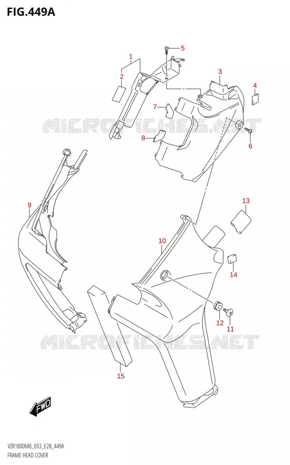 COUVERCLES DE CADRE AVANT (VZR1800) Suzuki MOTO 1800 BOULEVARD 2020  VZR1800 M0 /​ VZR1800BZ M0 (E03,E28,E33)