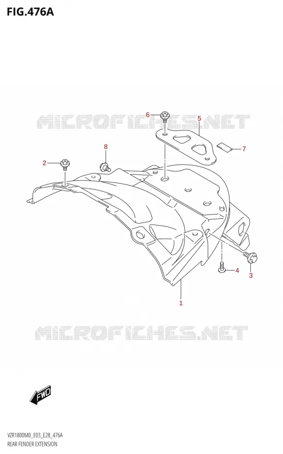 BAVETTE ARRIERE Suzuki MOTO 1800 BOULEVARD 2020  VZR1800 M0 /​ VZR1800BZ M0 (E03,E28,E33)
