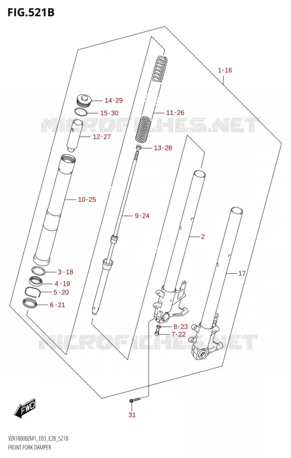 FOURCHE Suzuki MOTO 1800 BOULEVARD 2021  VZR1800BZ M1 (E03,E28,E33)