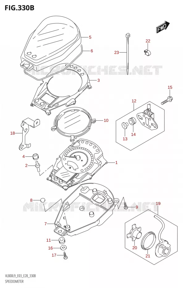 COMPTEUR (VL800:L9:E28) Suzuki MOTO 800 BOULEVARD 2019  VL800 2019 L9 (E28)
