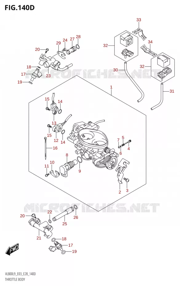 CORPS DE PAPILLON (VL800T:L9:E03) Suzuki MOTO 800 BOULEVARD 2019  VL800 2019 L9 (E28)