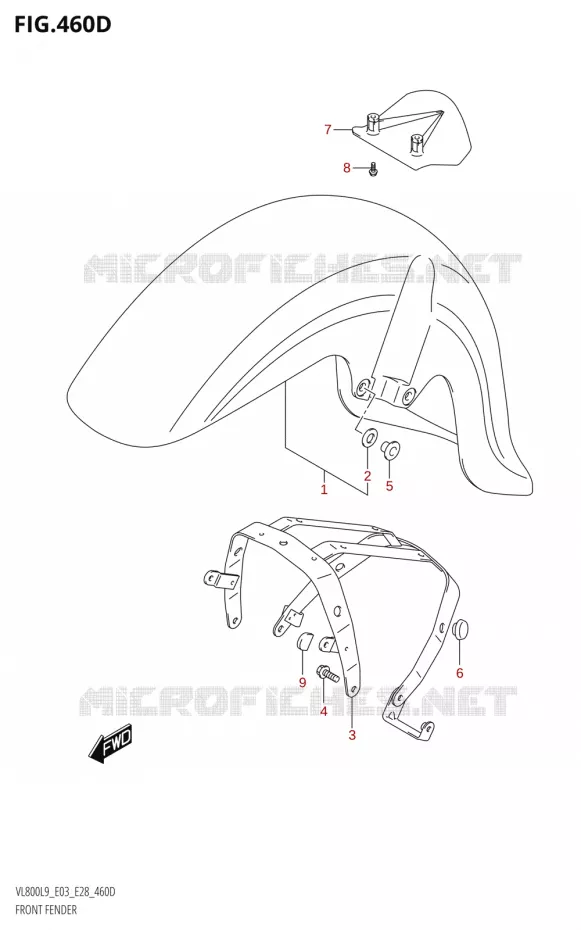 GARDE BOUE AVANT (VL800T:L9:E03) Suzuki MOTO 800 BOULEVARD 2019  VL800 2019 L9 (E28)