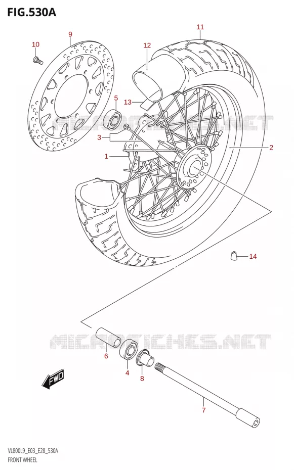 ROUE AVANT (VL800:L9:E03) Suzuki MOTO 800 BOULEVARD 2019  VL800 2019 L9 (E28)
