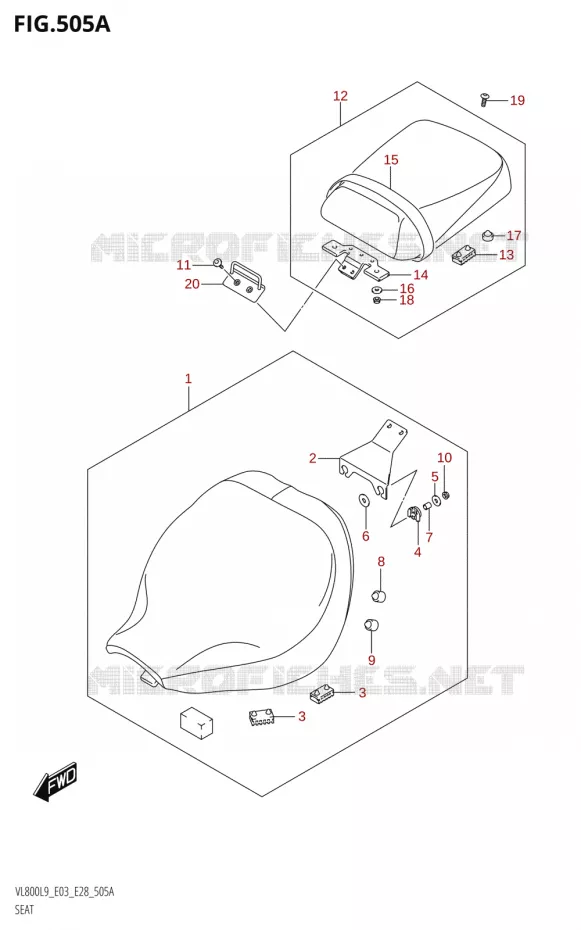SELLE (VL800:L9:E03) Suzuki MOTO 800 BOULEVARD 2019  VL800 2019 L9 (E28)