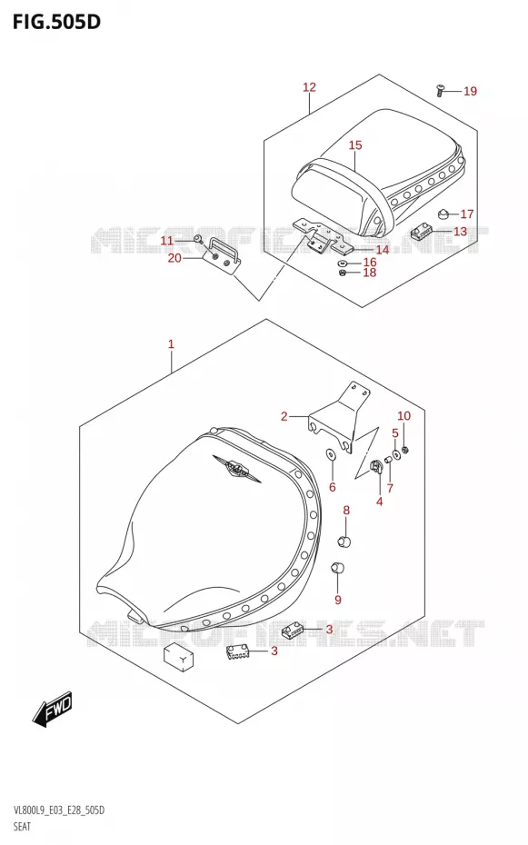 SELLE (VL800T:L9:E03) Suzuki MOTO 800 BOULEVARD 2019  VL800 2019 L9 (E28)