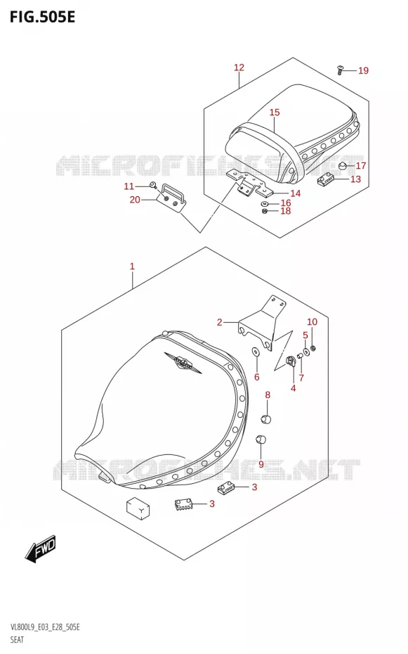 SELLE (VL800T:L9:E28) Suzuki MOTO 800 BOULEVARD 2019  VL800 2019 L9 (E28)