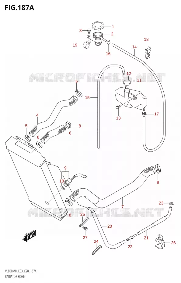 DURITES DE RADIATEUR - VASE D'EXPANSION Suzuki MOTO 800 BOULEVARD 2020  VL800 2020 M0 (E28)