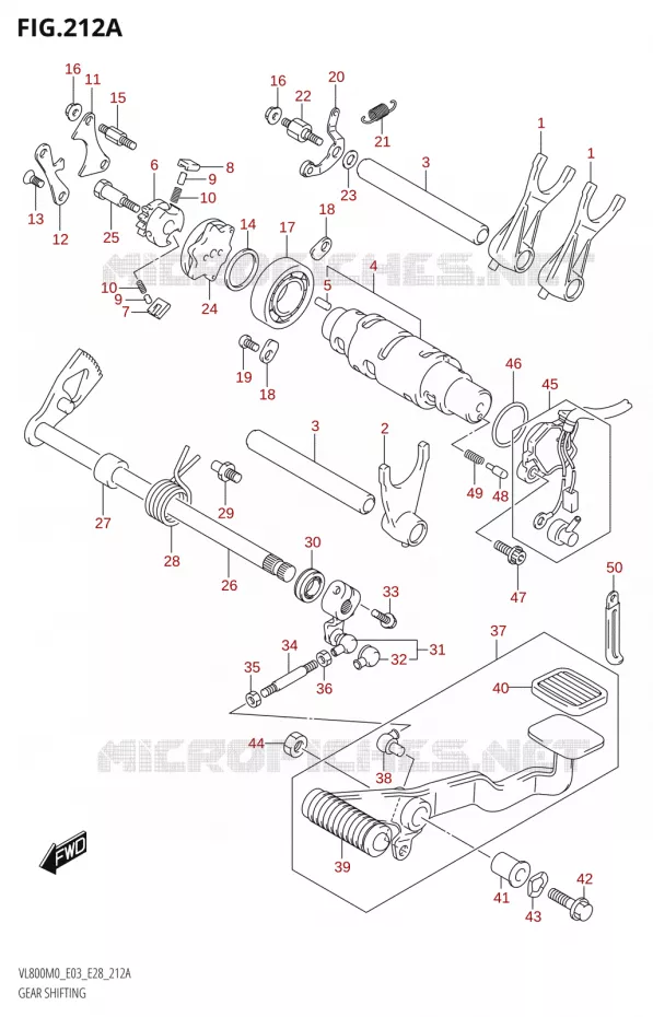 ENSEMBLE DE SELECTION DE VITESSES Suzuki MOTO 800 BOULEVARD 2020  VL800 2020 M0 (E28)