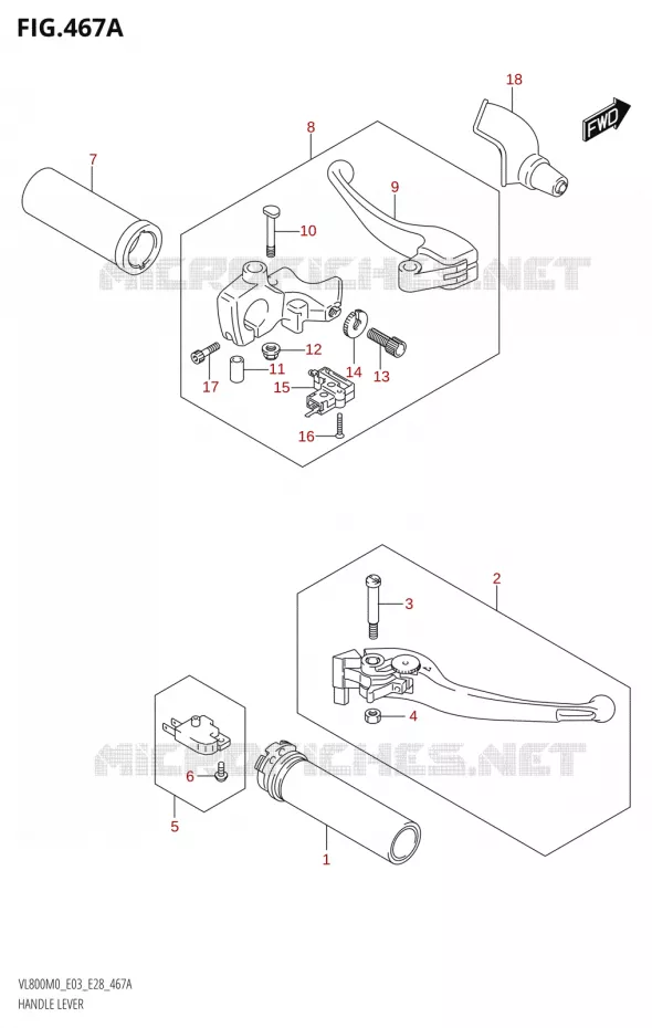 LEVIERS - POIGNEES Suzuki MOTO 800 BOULEVARD 2020  VL800 2020 M0 (E28)