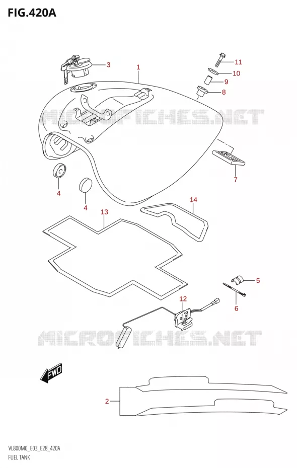 RESERVOIR D'ESSENCE (VL800:E03,E28) Suzuki MOTO 800 BOULEVARD 2020  VL800 2020 M0 (E28)