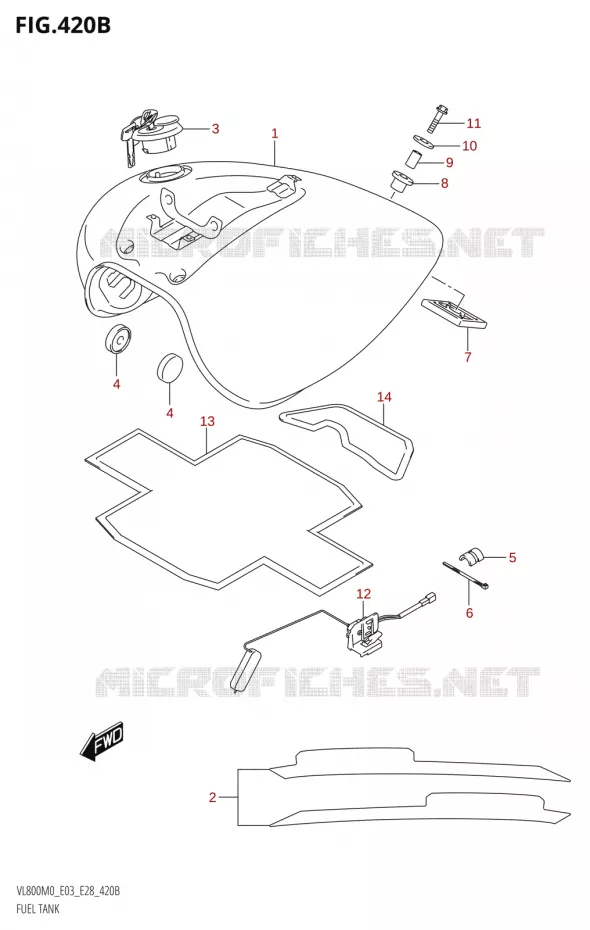 RESERVOIR D'ESSENCE (VL800:E33) Suzuki MOTO 800 BOULEVARD 2020  VL800 2020 M0 (E28)