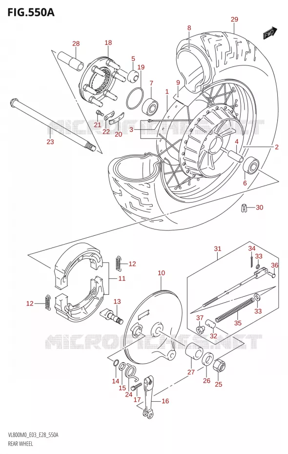 ROUE ARRIERE (VL800) Suzuki MOTO 800 BOULEVARD 2020  VL800 2020 M0 (E28)