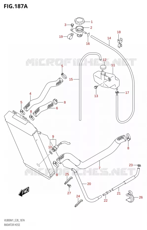 DURITES DE RADIATEUR - VASE D'EXPANSION Suzuki MOTO 800 BOULEVARD 2021  VL800 2021 M1 (E28)
