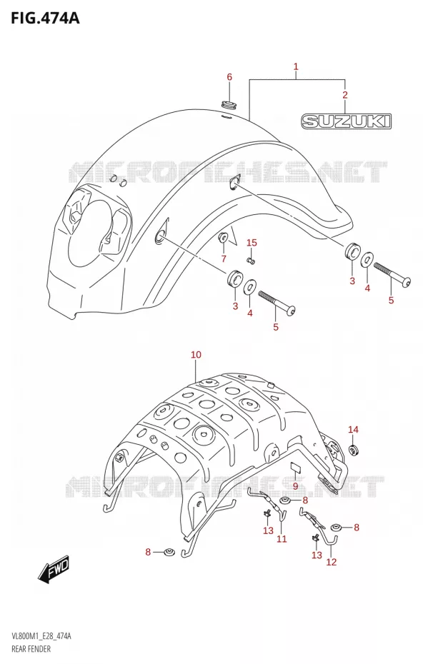 GARDE BOUE ARRIERE (VL800) Suzuki MOTO 800 BOULEVARD 2021  VL800 2021 M1 (E28)