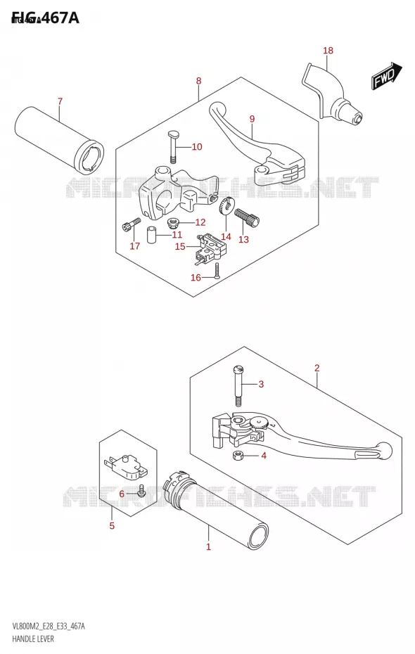 LEVIERS - POIGNEES Suzuki MOTO 800 BOULEVARD 2022  VL800 2022 M2 (E28)