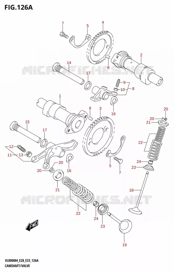 ARBRE A CAMES - SOUPAPES Suzuki MOTO 800 BOULEVARD 2024  VL800 2024 M4 (E28)