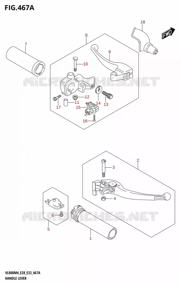 LEVIERS - POIGNEES Suzuki MOTO 800 BOULEVARD 2024  VL800 2024 M4 (E28)