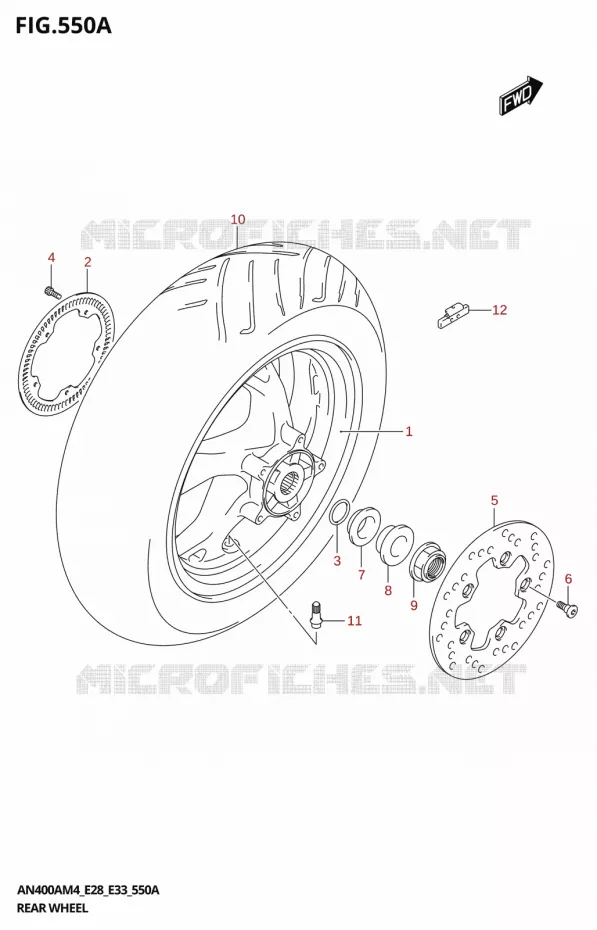 ROUE ARRIERE Suzuki SCOOTER 400 BURGMAN 2024  AN400A 2024 M4 (E28)