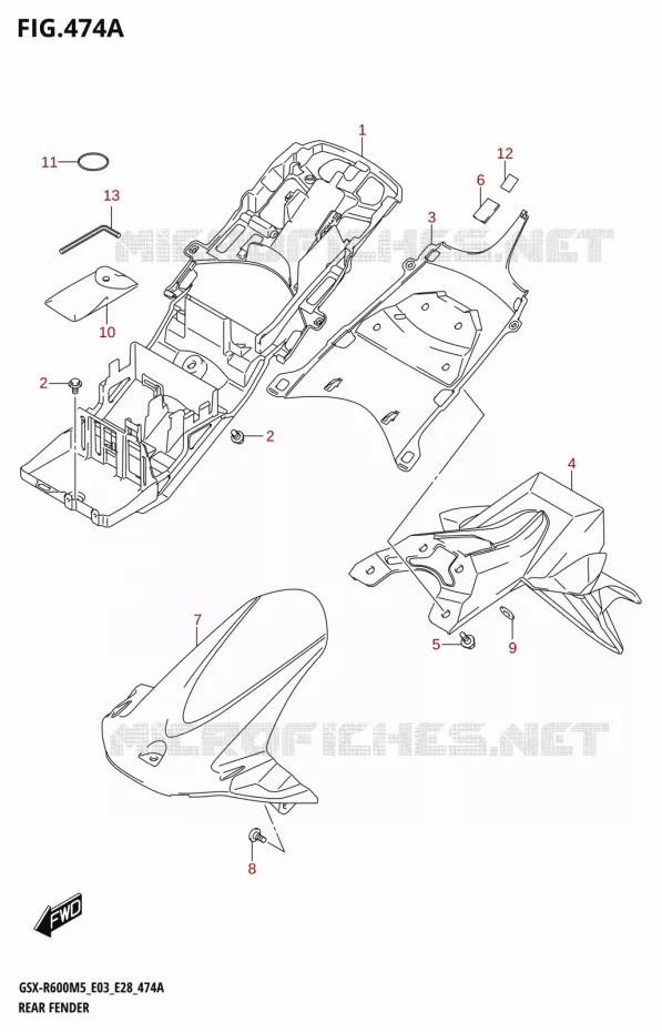 GARDE BOUE ARRIERE Suzuki MOTO 600 GSX-R 2025  GSX-R600 2025 M5 (E28)