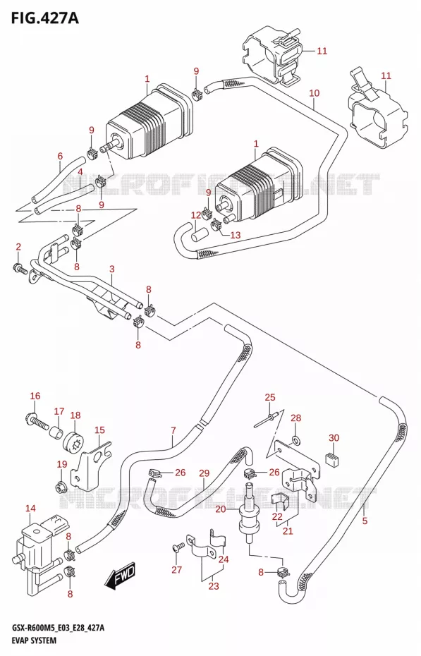 SYSTÈME DE RECYCLAGE VAPEURS CARBURANT (E33) Suzuki MOTO 600 GSX-R 2025  GSX-R600 2025 M5 (E28)