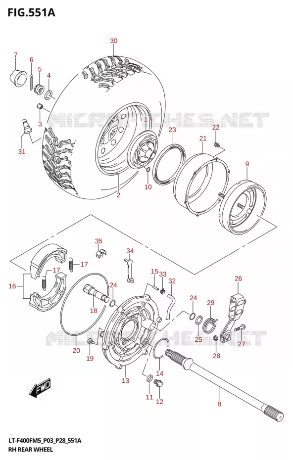 ROUE ARRIERE DROITE Suzuki QUAD 400 KINGQUAD 2025  LT-F400F 2025 M5 (P28)