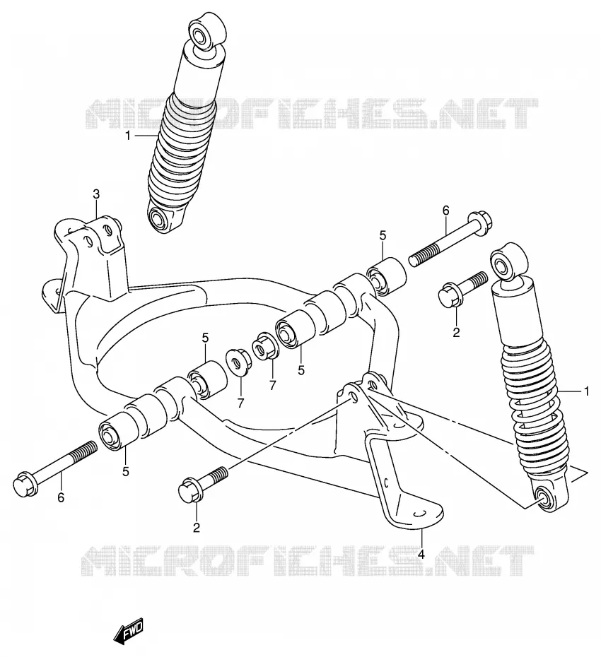 AMORTISSEUR - TRIANGLES Suzuki QUAD 50 MINIQUAD-SPORT 2002  LT-A50K2(P3/P28)