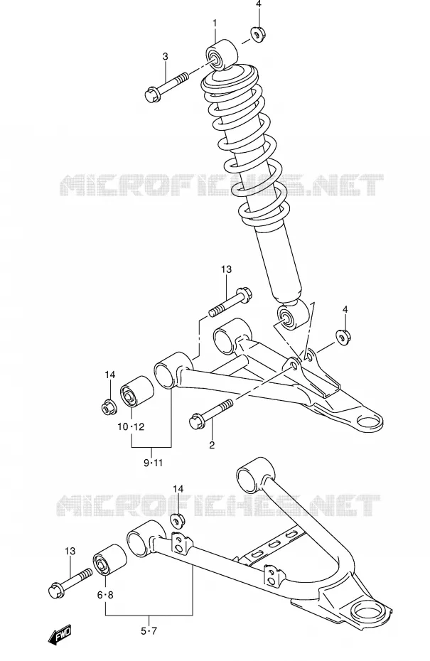 AMORTISSEUR - TRIANGLES Suzuki QUAD 500 VINSON 2004  LT-F500FK4(P28/P33)