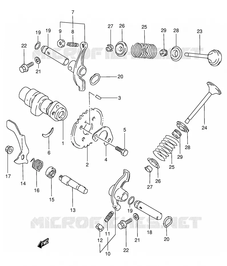 ARBRE A CAMES - SOUPAPES Suzuki QUAD 250 OZARK 1998  LT-F250W(E24)