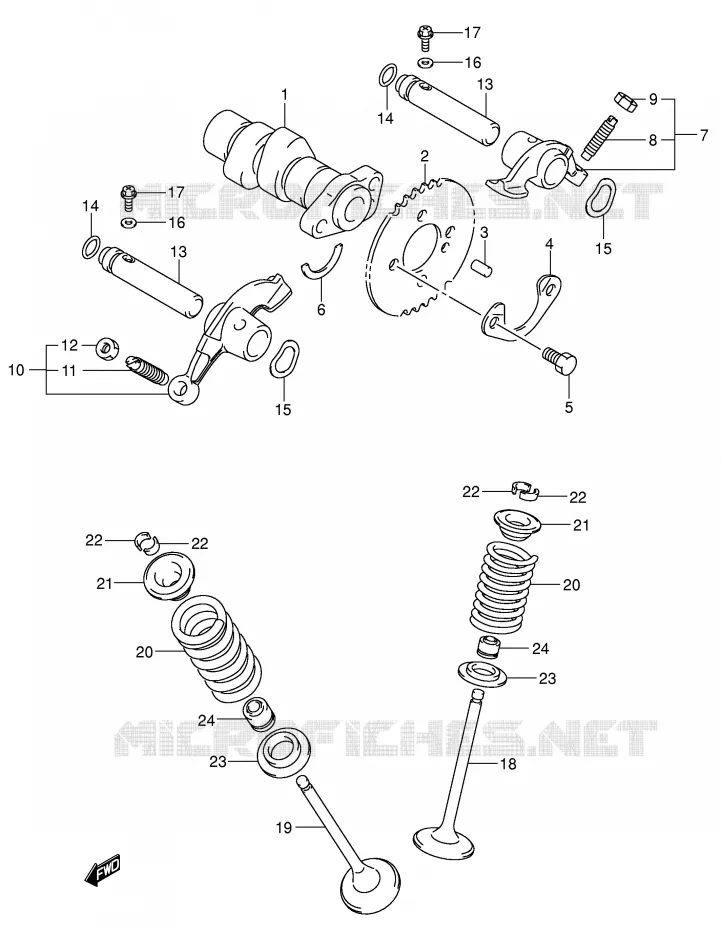 ARBRE A CAMES - SOUPAPES Suzuki QUAD 250 OZARK 2003  LT-F250K3(E3/E28)