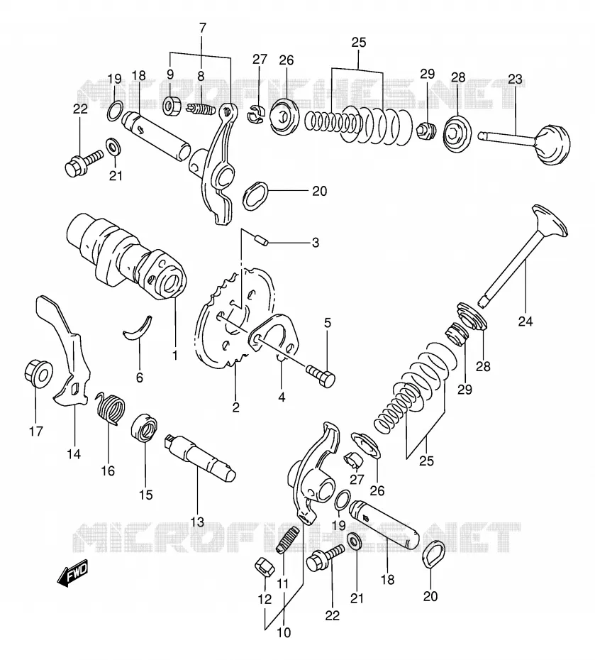 ARBRE A CAMES - SOUPAPES Suzuki QUAD 300 KINGQUAD 1998  LT-F4WDXW(E17)