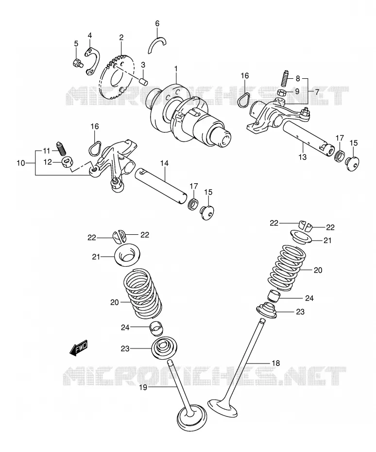 ARBRE A CAMES - SOUPAPES Suzuki QUAD 400 EIGER 2003  LT-A400FK3(P3/P28)