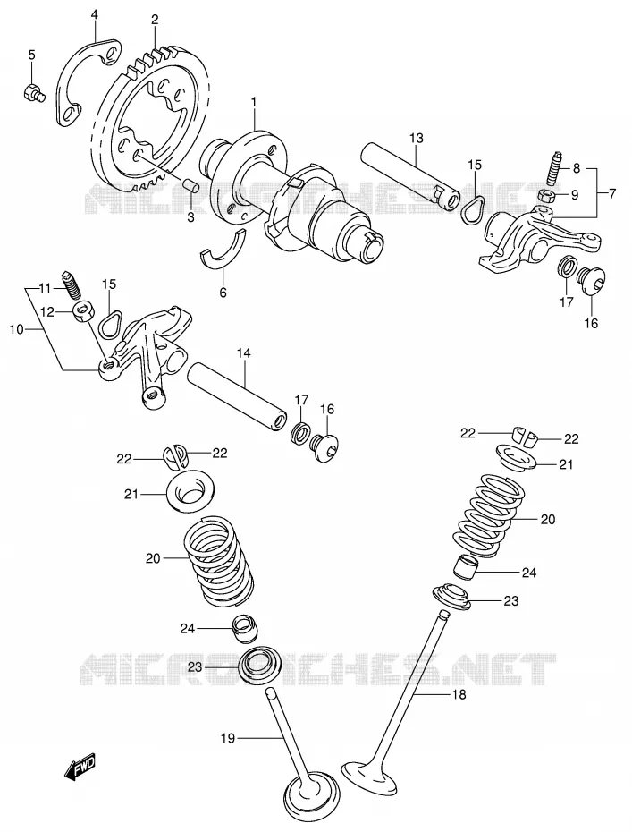 ARBRE A CAMES - SOUPAPES Suzuki QUAD 500 KINGQUAD 2002  LT-A500FK2(E3/E28)