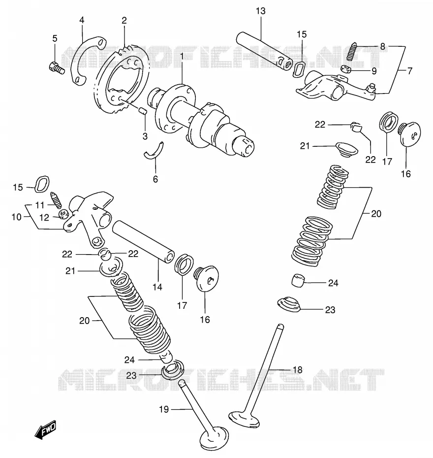 ARBRE A CAMES - SOUPAPES Suzuki QUAD 500 QUADMASTER 1999  LT-F500FX(E3/E28)