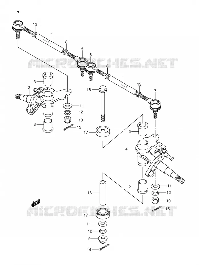BIELLETTE DE DIRECTION - MOYEU Suzuki QUAD 50 MINIQUAD-SPORT 2002  LT-A50K2(P2)