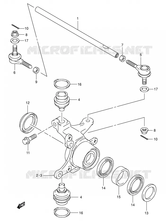 BIELLETTES DE DIRECTION - MOYEU Suzuki QUAD 400 EIGER 2007  LT-F400K7(P3/P28)