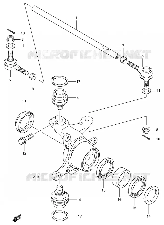 BIELLETTES DE DIRECTION - MOYEU Suzuki QUAD 500 VINSON 2007  LT-A500FK7(P28/P33)