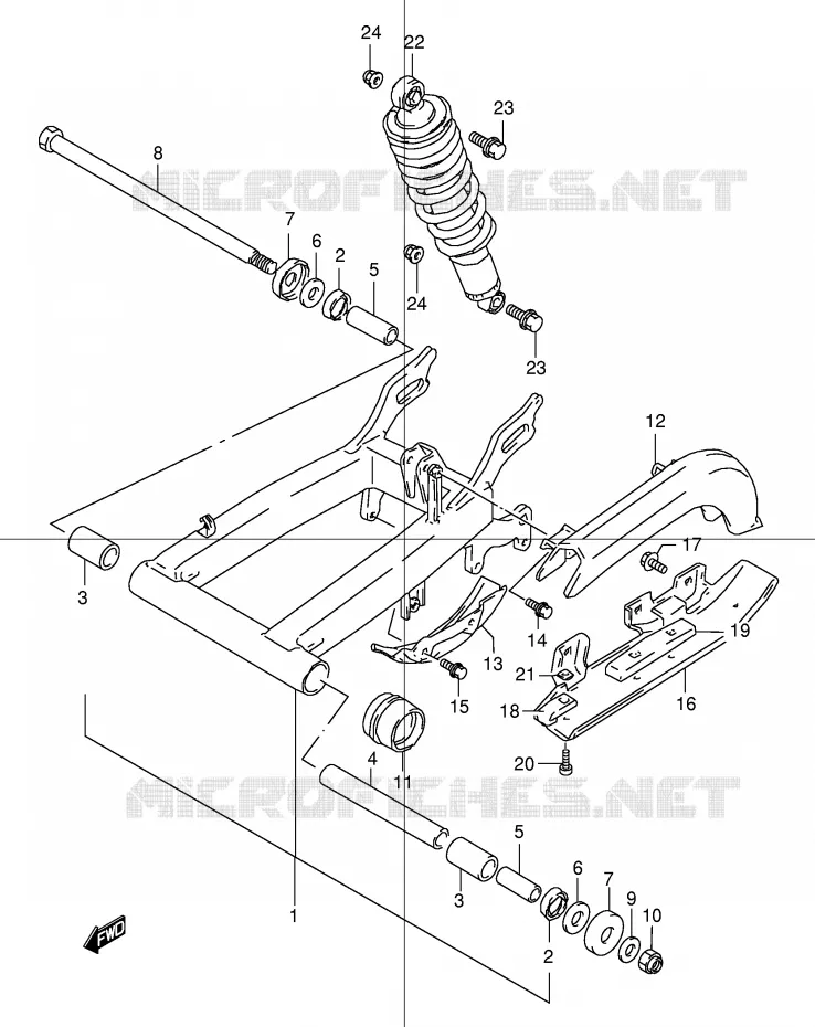 BRAS OSCILLANT ARRIERE Suzuki QUAD 160 OZARK 2000  LT-F160Y(P24)
