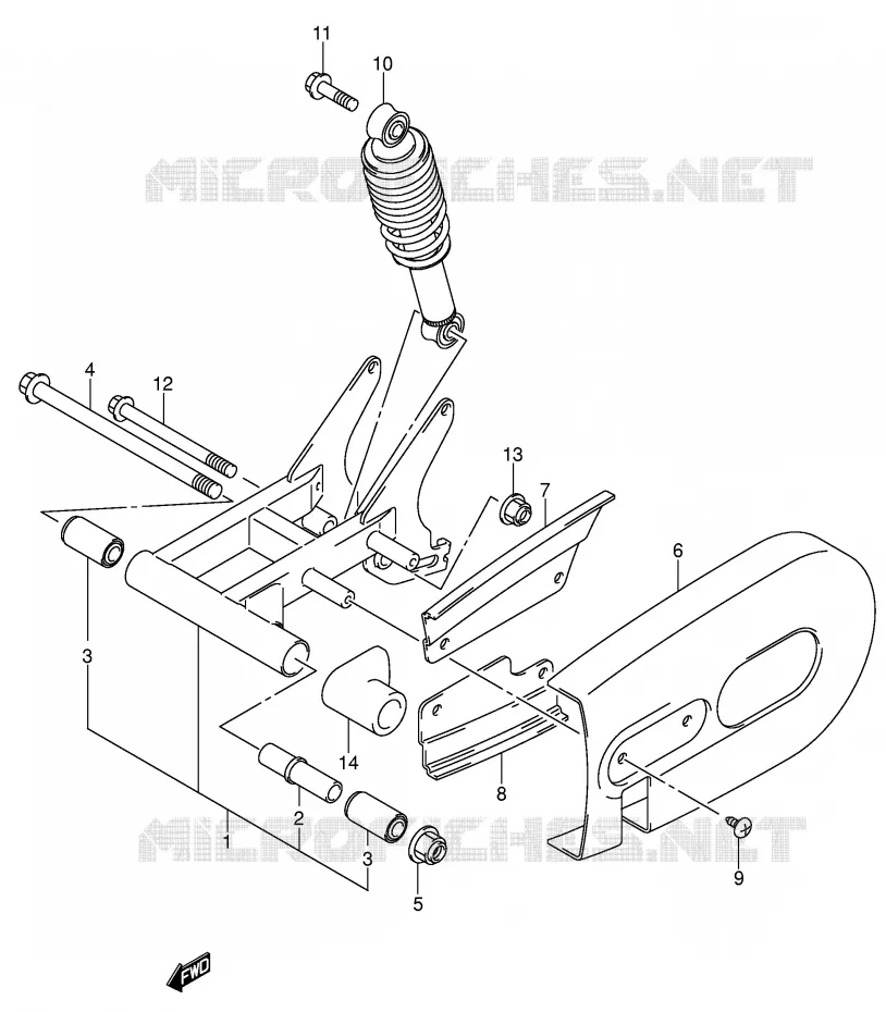 BRAS OSCILLANT ARRIERE Suzuki QUAD 50 MINIQUAD-SPORT 2002  LT-A50K2(P3/P28)