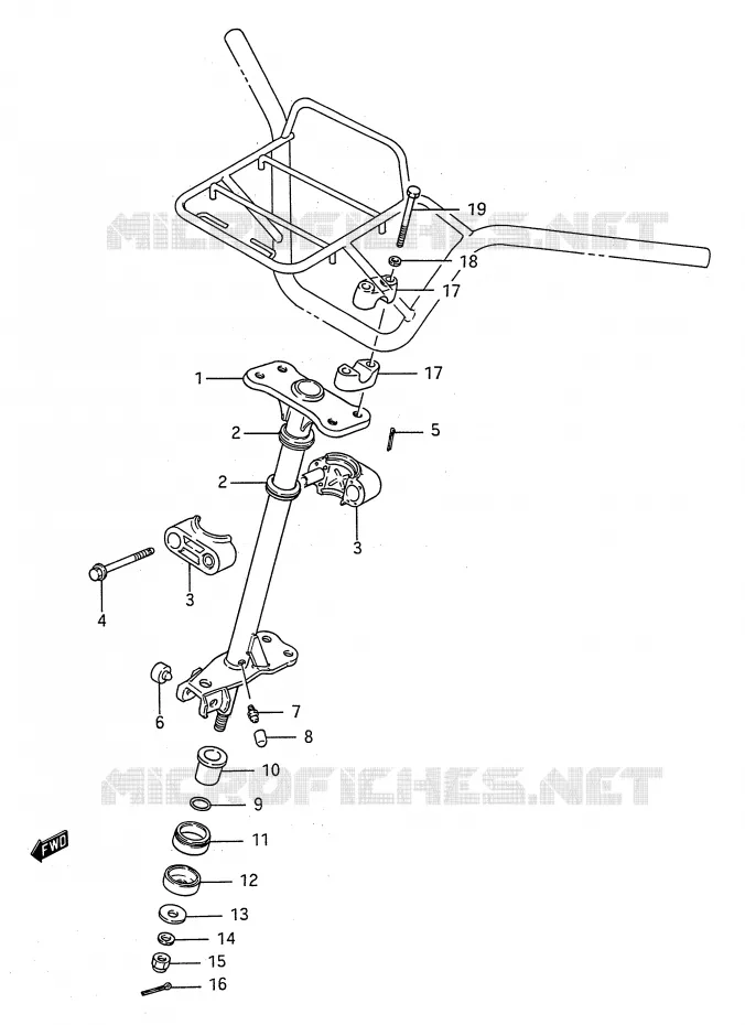 COLONNE DE DIRECTION Suzuki QUAD 250 KINGQUAD 1990  LT-F4WDL(E28)