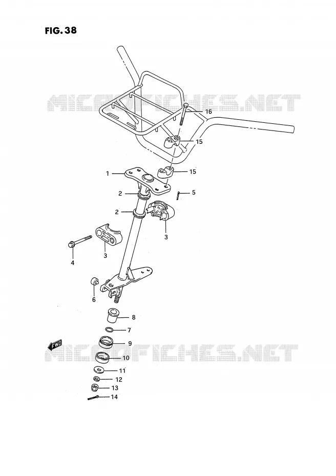 COLONNE DE DIRECTION Suzuki QUAD 300 KINGQUAD 1993  LT-F4WDXP(E3)