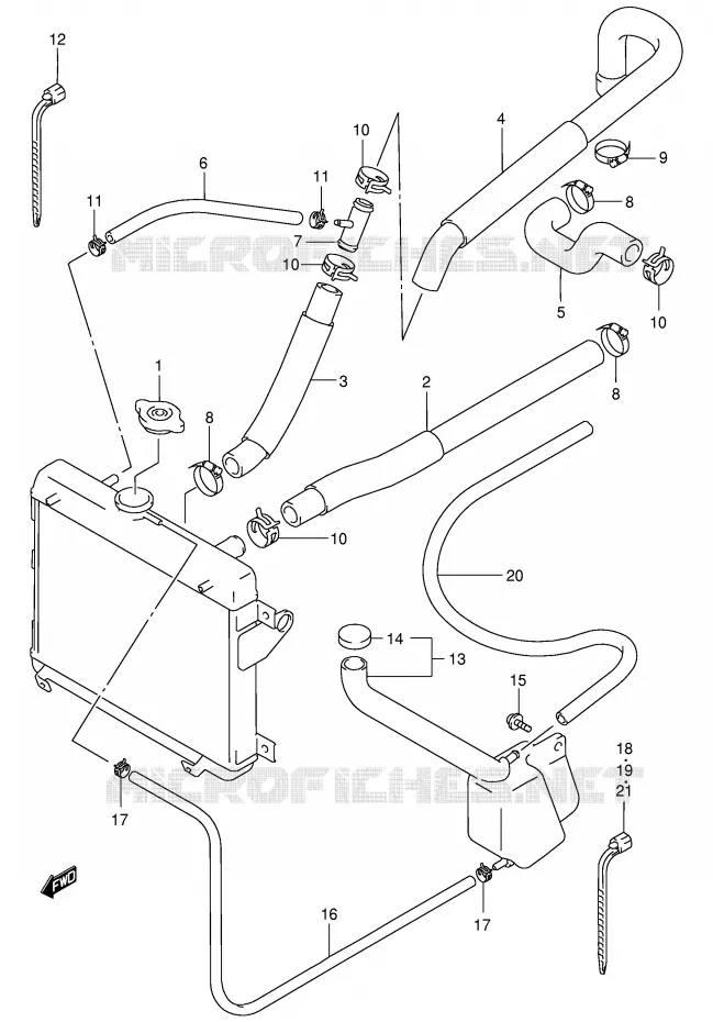 DURITE DE RADIATEUR Suzuki QUAD 500 QUADMASTER 2000  LT-F500FY(E3/E28)